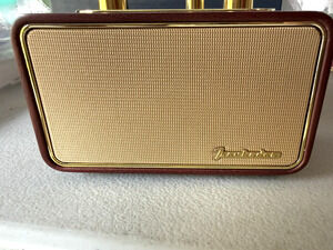 Trenbader Retro Bluetooth Speaker Radio Genuine Walnut Wood Cabinet Gold Accents